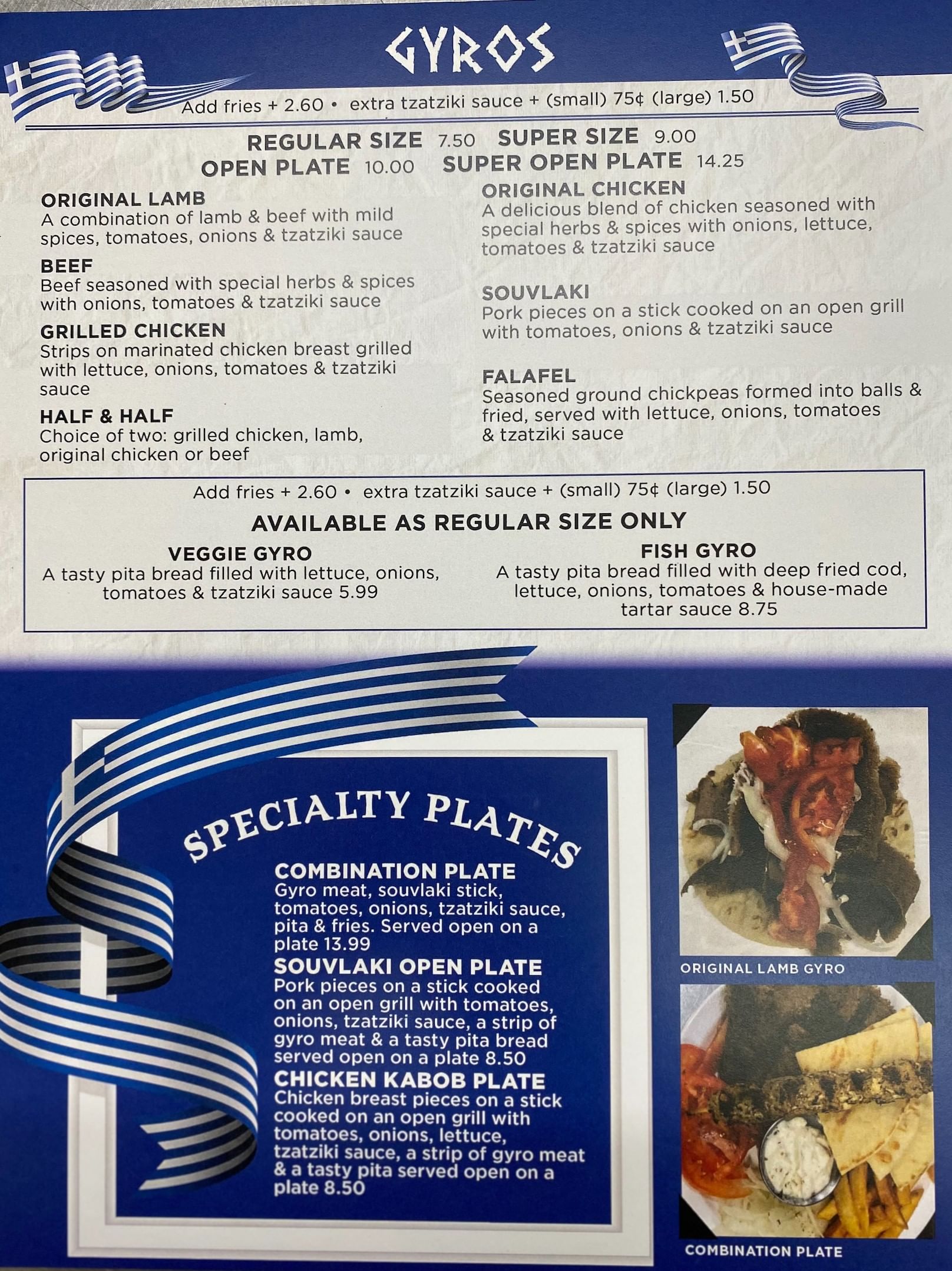 Menu Athena Greek Restaurant