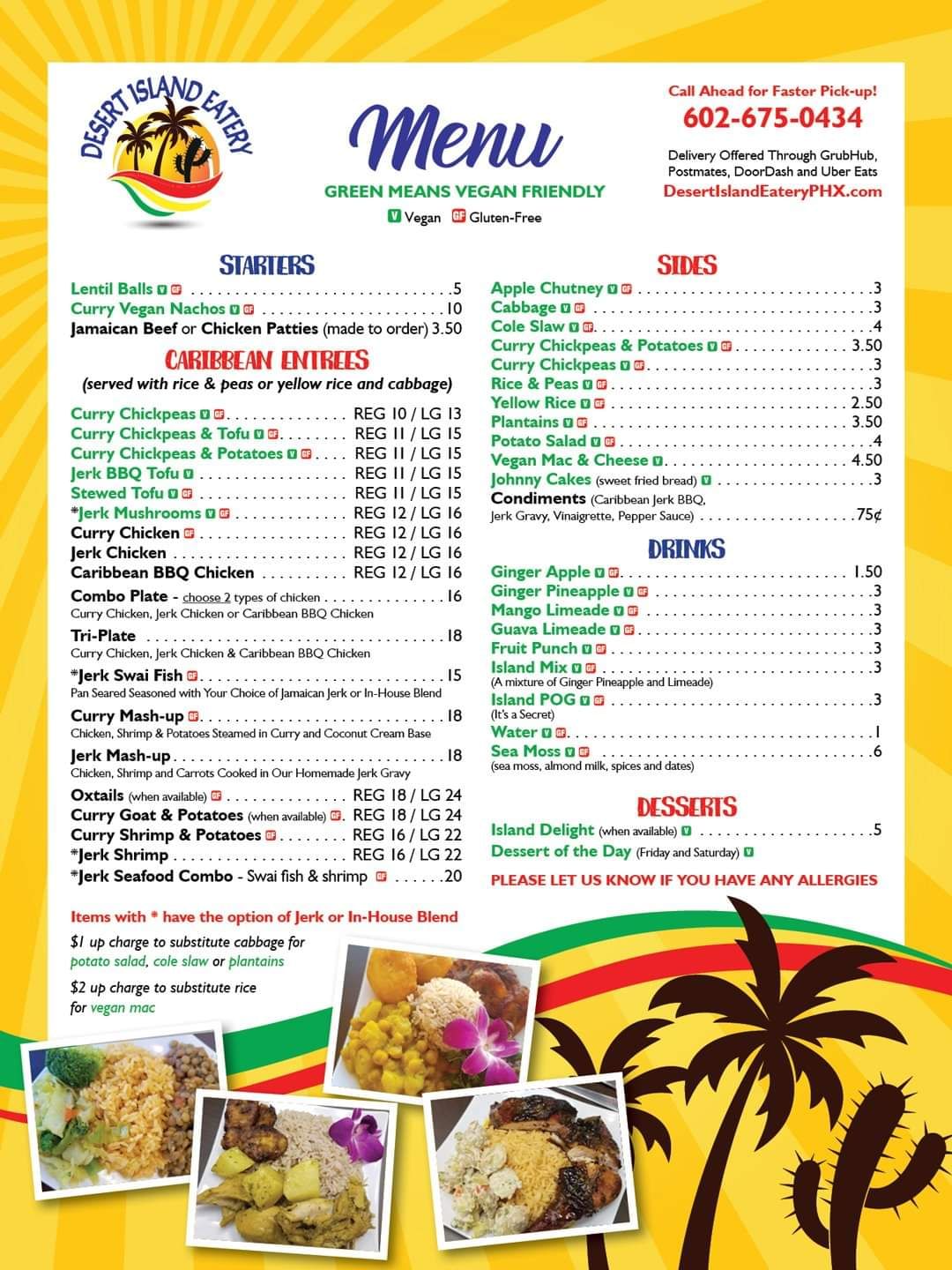 Menu Desert Island Eatery