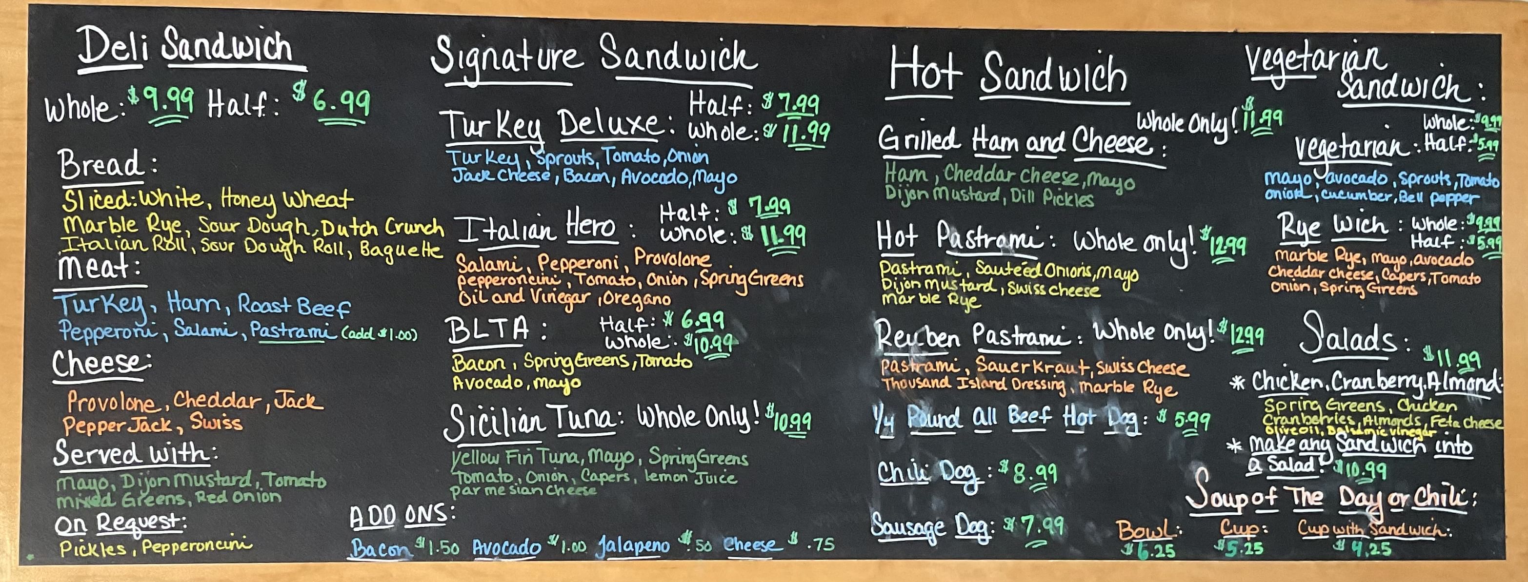 Menu North Fork Deli Auburn