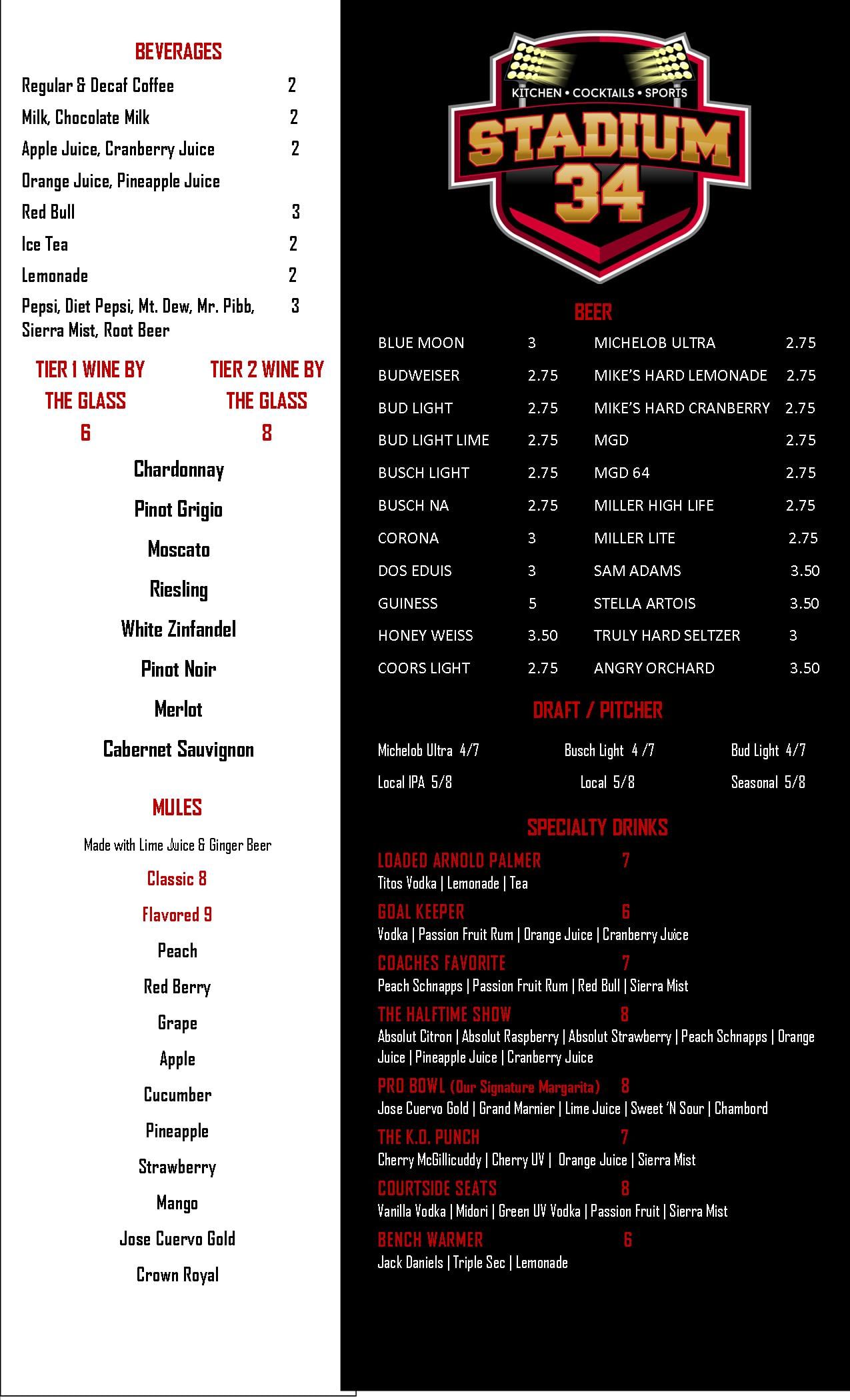 Menu Stadium 34